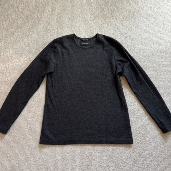 Men's Wings + Horns Felted Wool Crewneck Sweater in Charcoal Grey - Size M - Picture 3 of 5